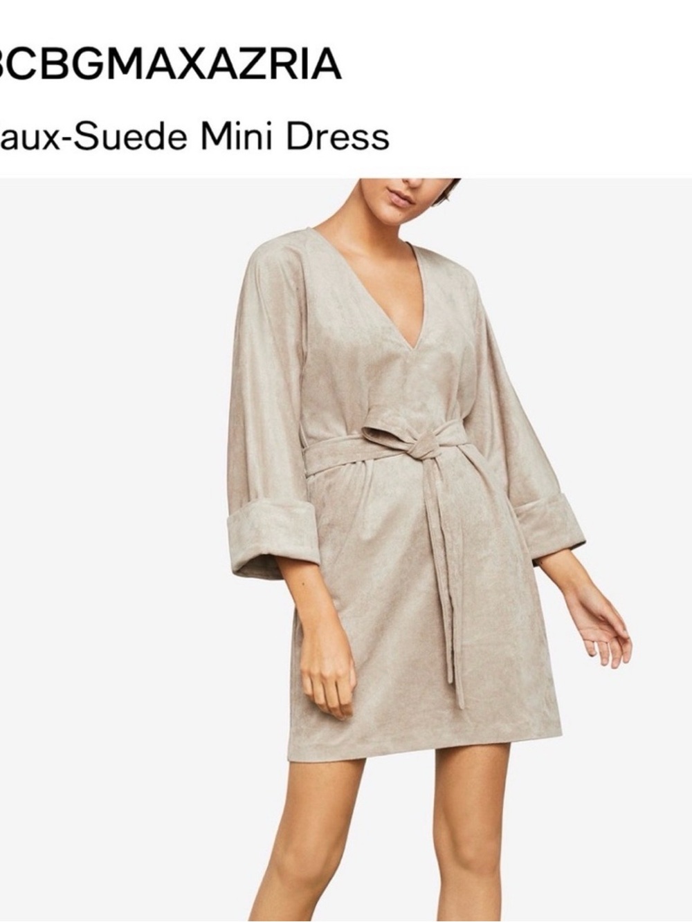 BCBGMaxAzria Taupe Faux-Suede Mini Dress